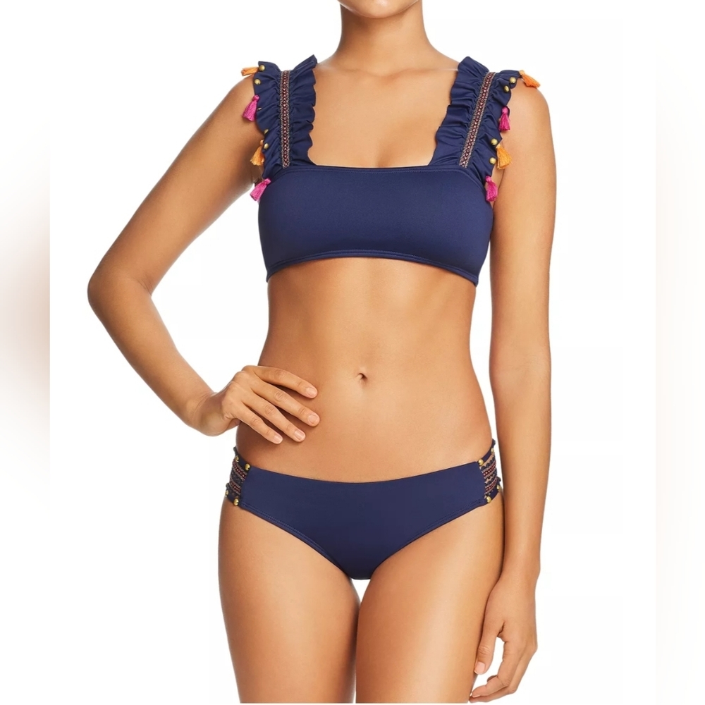 Ondademar Bikini Swim Suit Navy with Tassels Embellished Detail